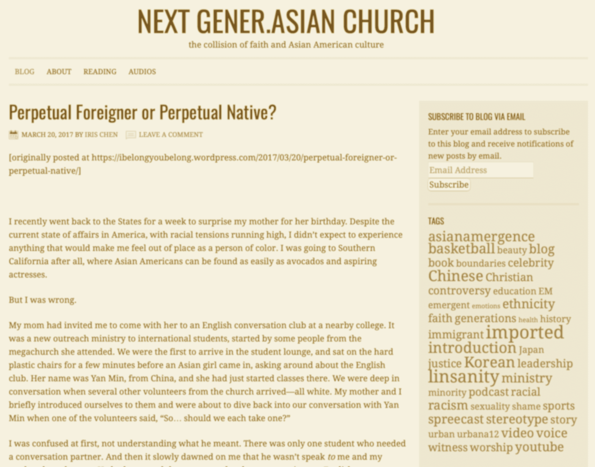 There was a blog for Asian American Christian voices
